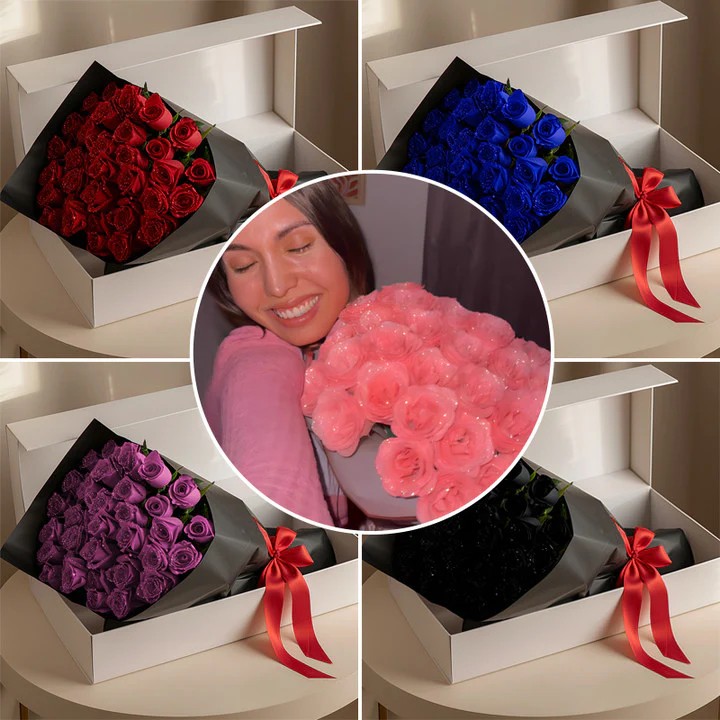 Glitter Eternal Rose Bouquet Valentine's Day, Birthday, Mother's Day or Grandmother's day