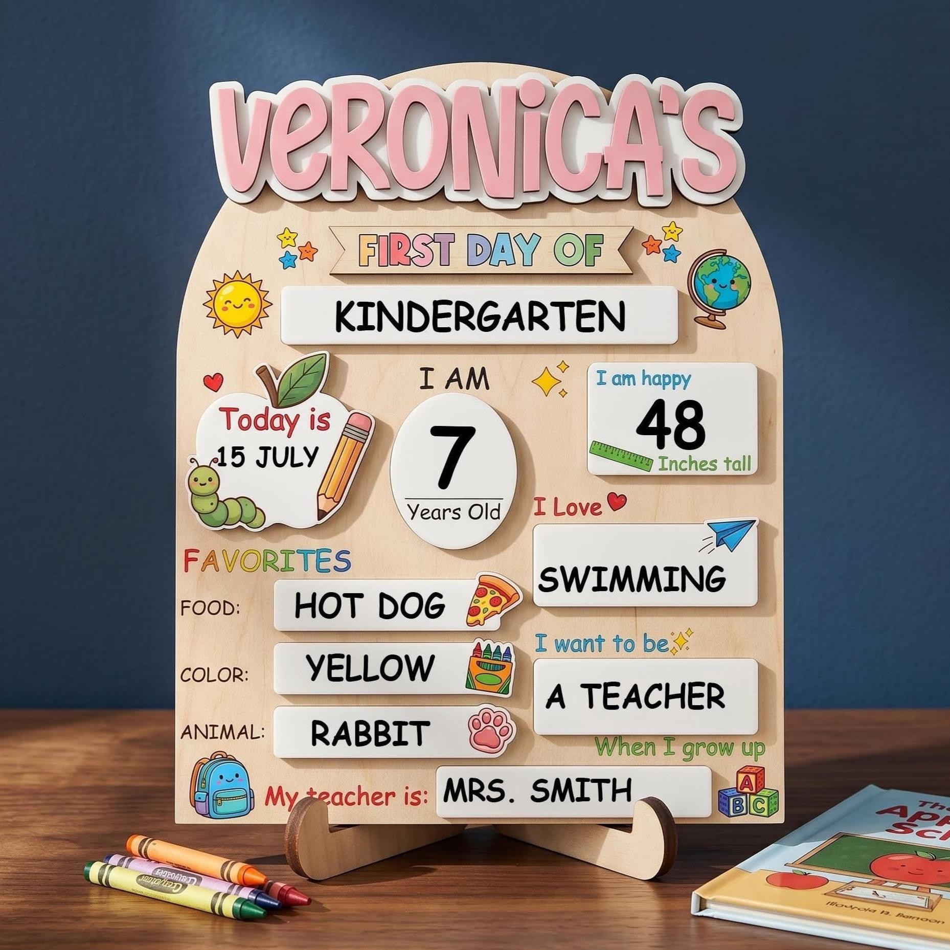 Personalized First/Last Day of School Interchangeable Back to School Sign Prop For Kids Gift Ideas