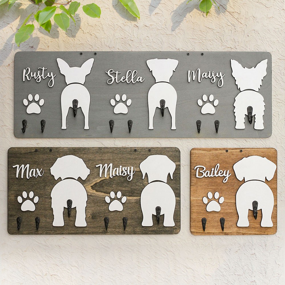 Personalized Dog Leash Holder with Dog Name Gift For Pet Lover