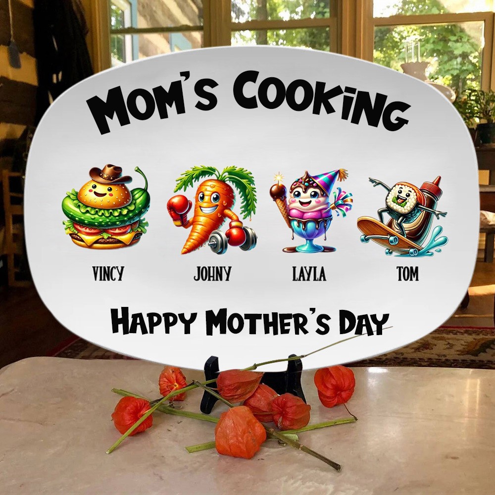 Personalized Cooking Mom Plate Mother's Day Gift