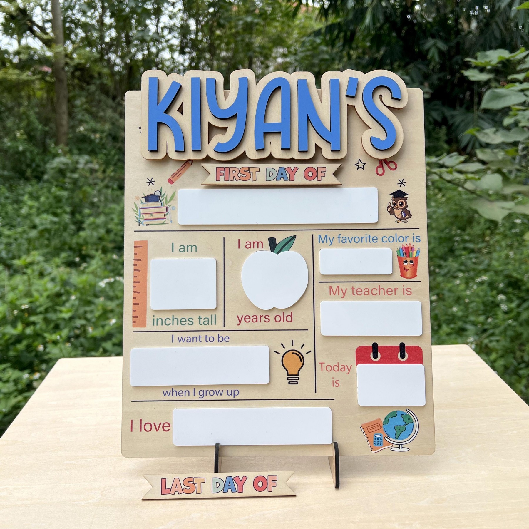 Personalized First/Last Day of School Interchangeable Back to School Sign Prop For Kids Gift Ideas