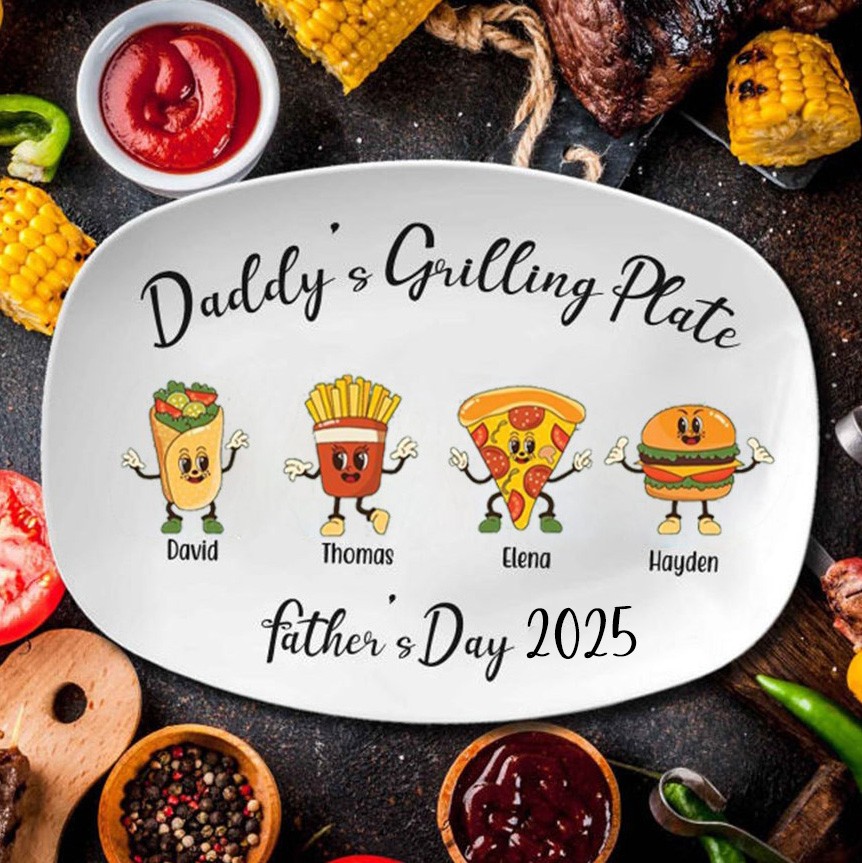 Personalized Daddy's Grilling Plate Father's Day Gift