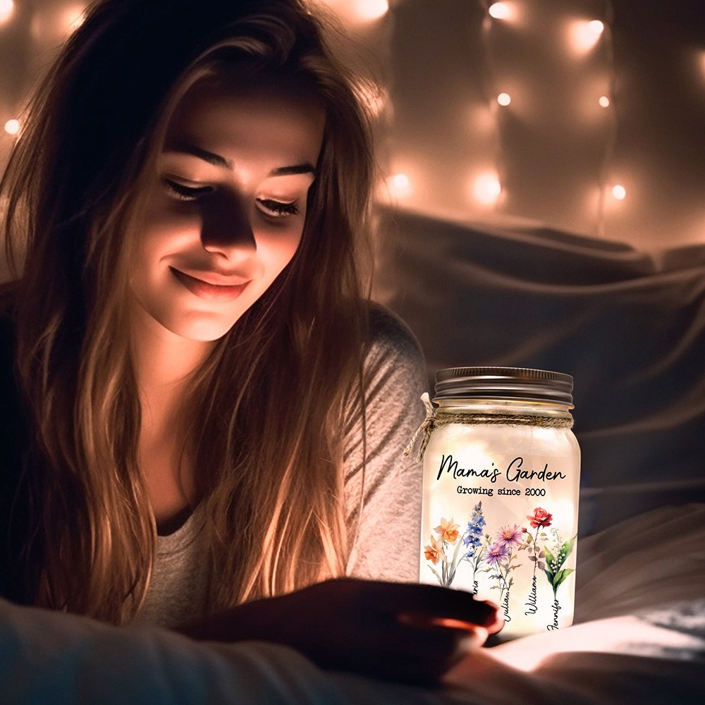 Personalized Mama's Garden Mason Jar Light Mother's Day Gift