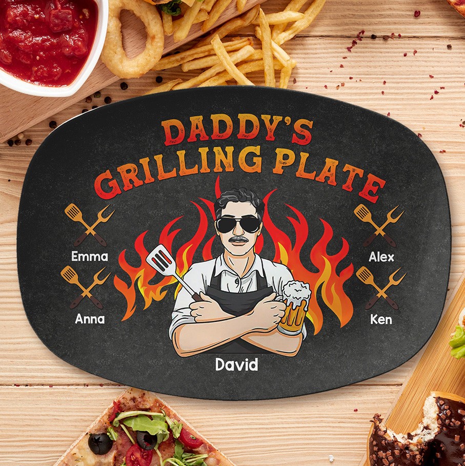 Personalized Daddy's Grilling Plate Father's Day Gift