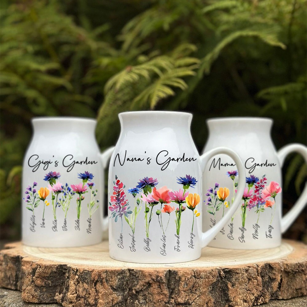 Personalized Grandma's Garden Flower Vase Mother's Day Gift