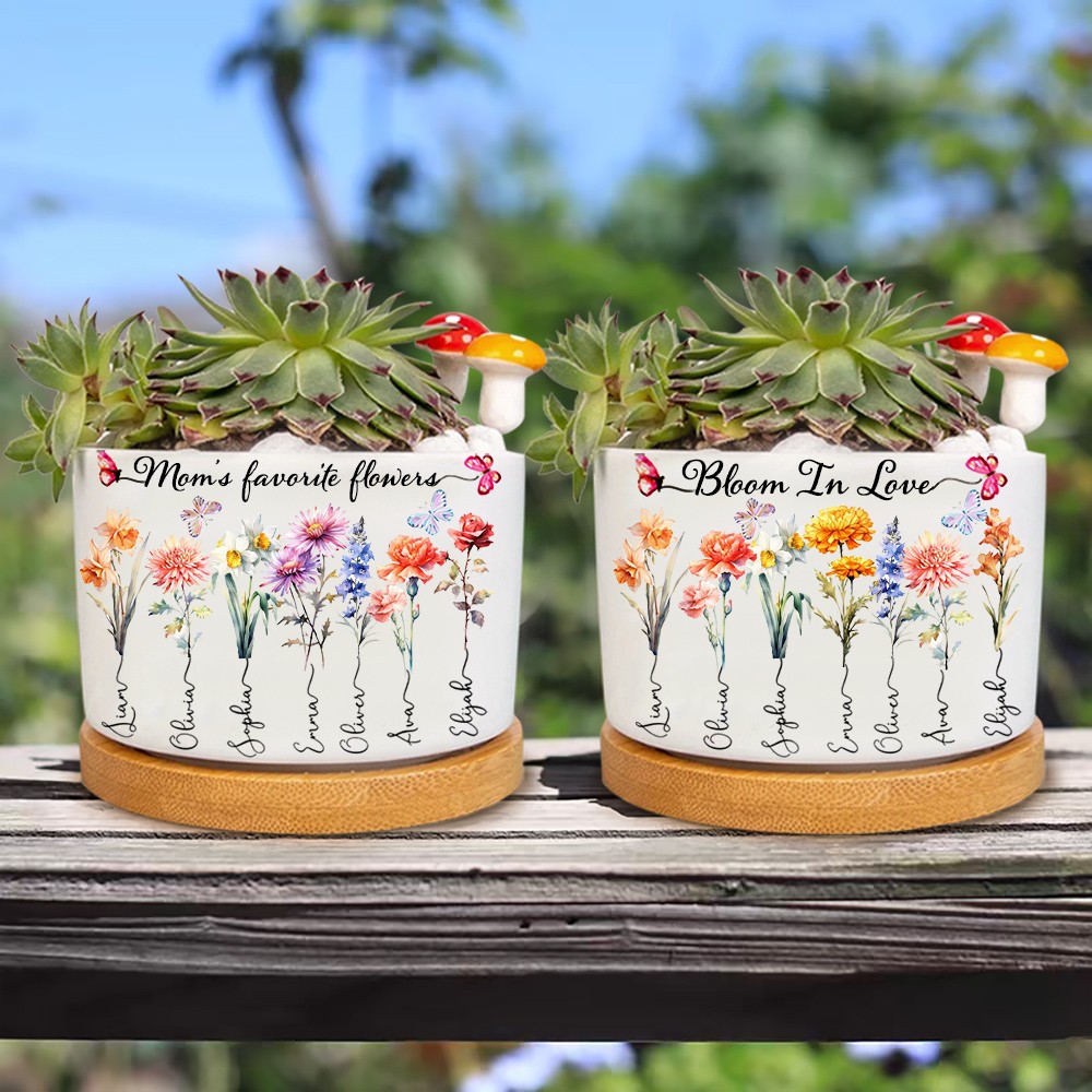 Custom Birth Month Flower Plant Pot Grandma's Garden Plant Pot Mother's Day Gift