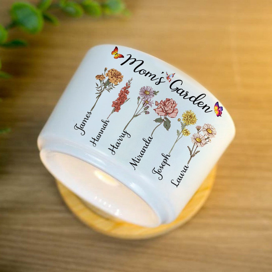 Custom Birth Month Flower Plant Pot Grandma's Garden Plant Pot Mother's Day Gift