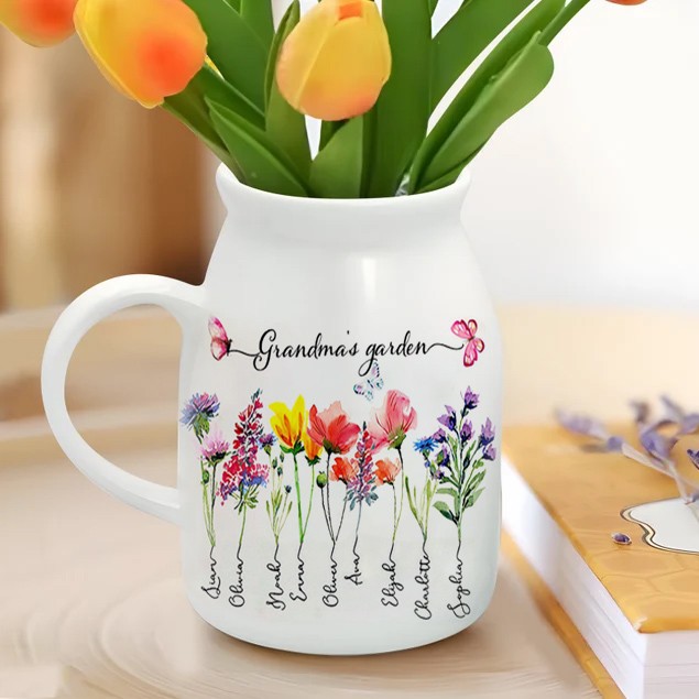 Personalized Grandma's Garden Flower Vase Mother's Day Gift