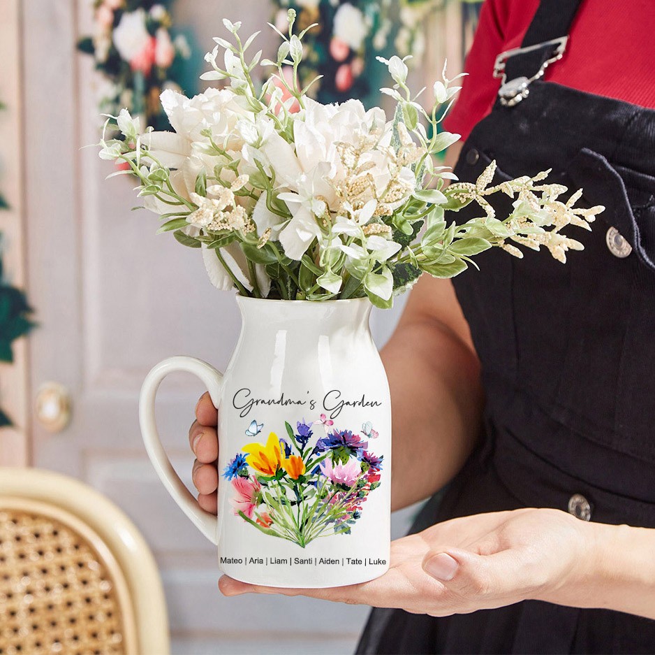 Personalized Grandma's Garden Flower Vase Mother's Day Gift