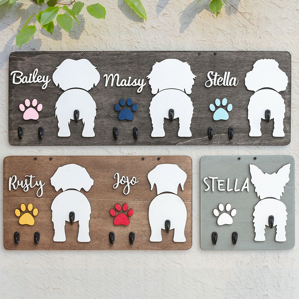 Personalized Dog Leash Holder with Dog Name Gift For Pet Lover