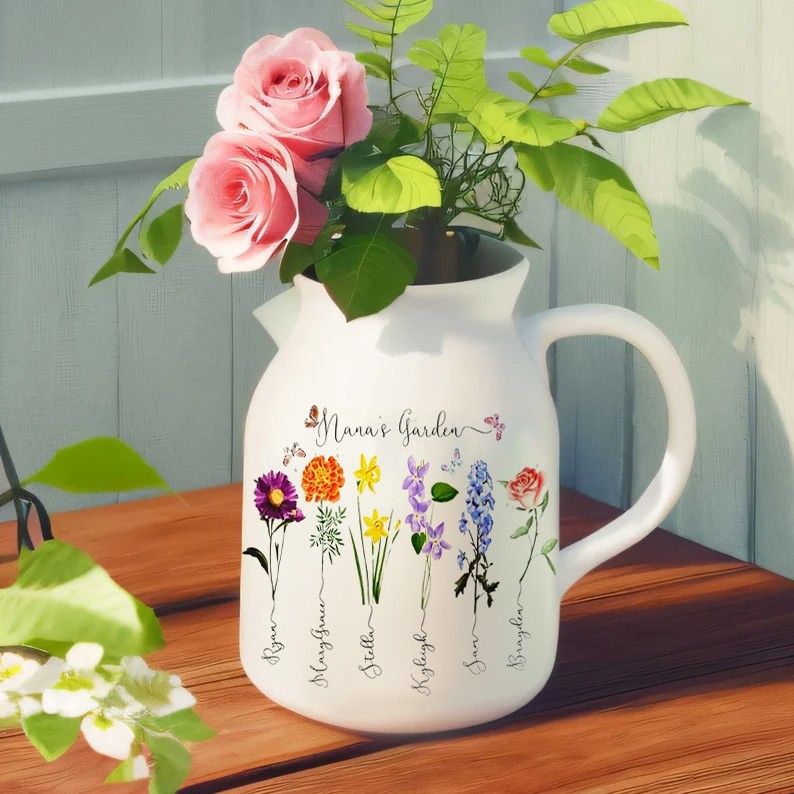 Personalized Grandma's Garden Flower Vase Mother's Day Gift