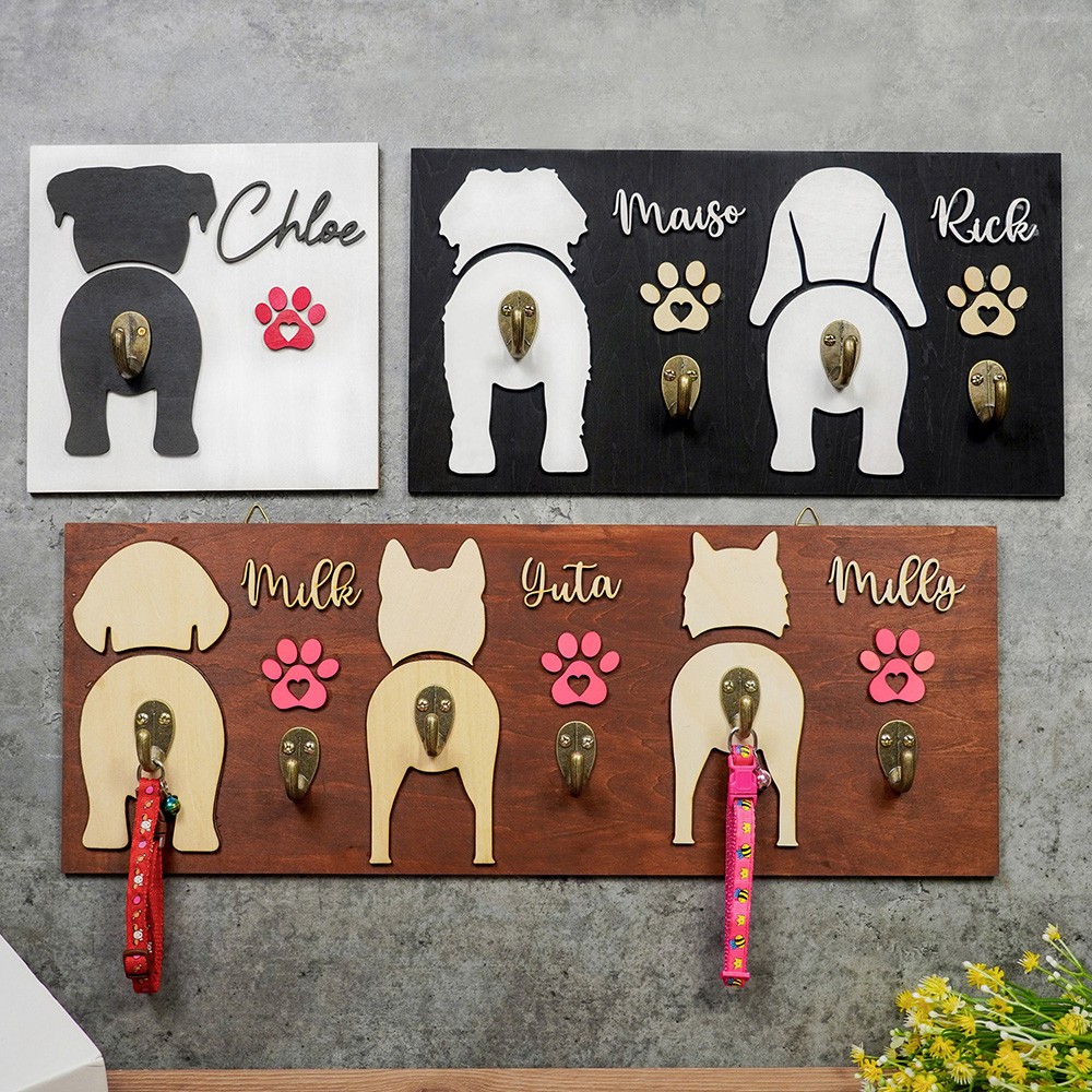 Personalized Dog Leash Holder with Dog Name Gift For Pet Lover