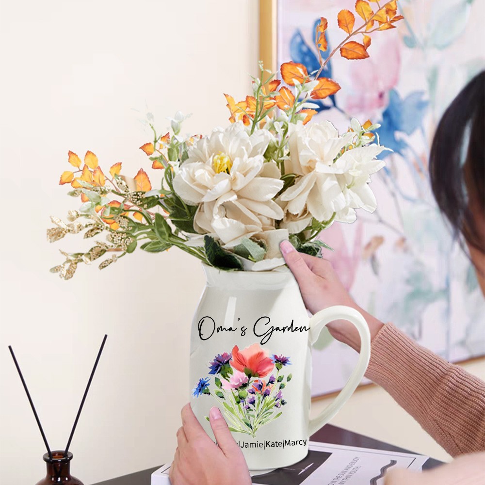 Personalized Grandma's Garden Flower Vase Mother's Day Gift