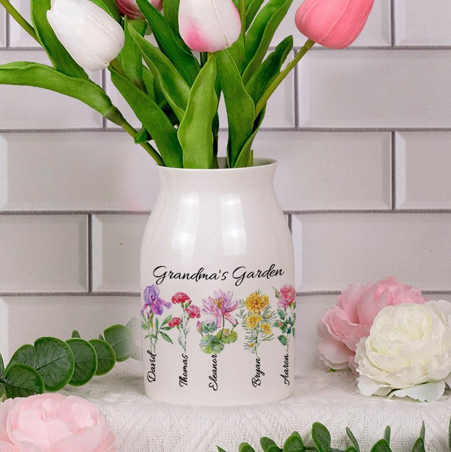 Personalized Grandma's Garden Flower Vase Mother's Day Gift