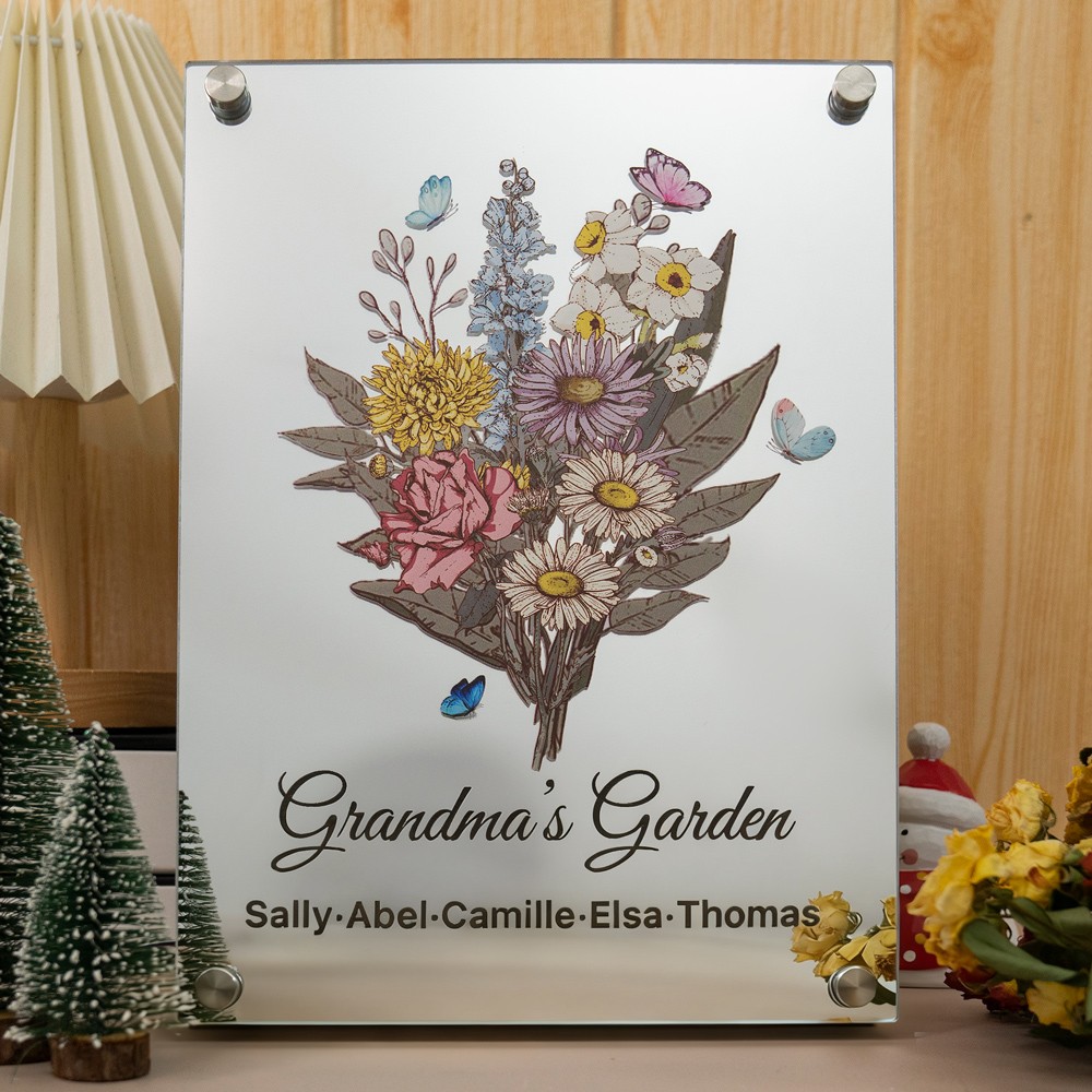 Personalized Mom's Birth Flower Mirror Night Light.