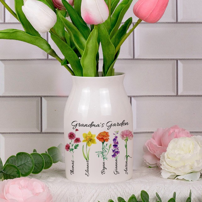 Personalized Grandma's Garden Flower Vase Mother's Day Gift