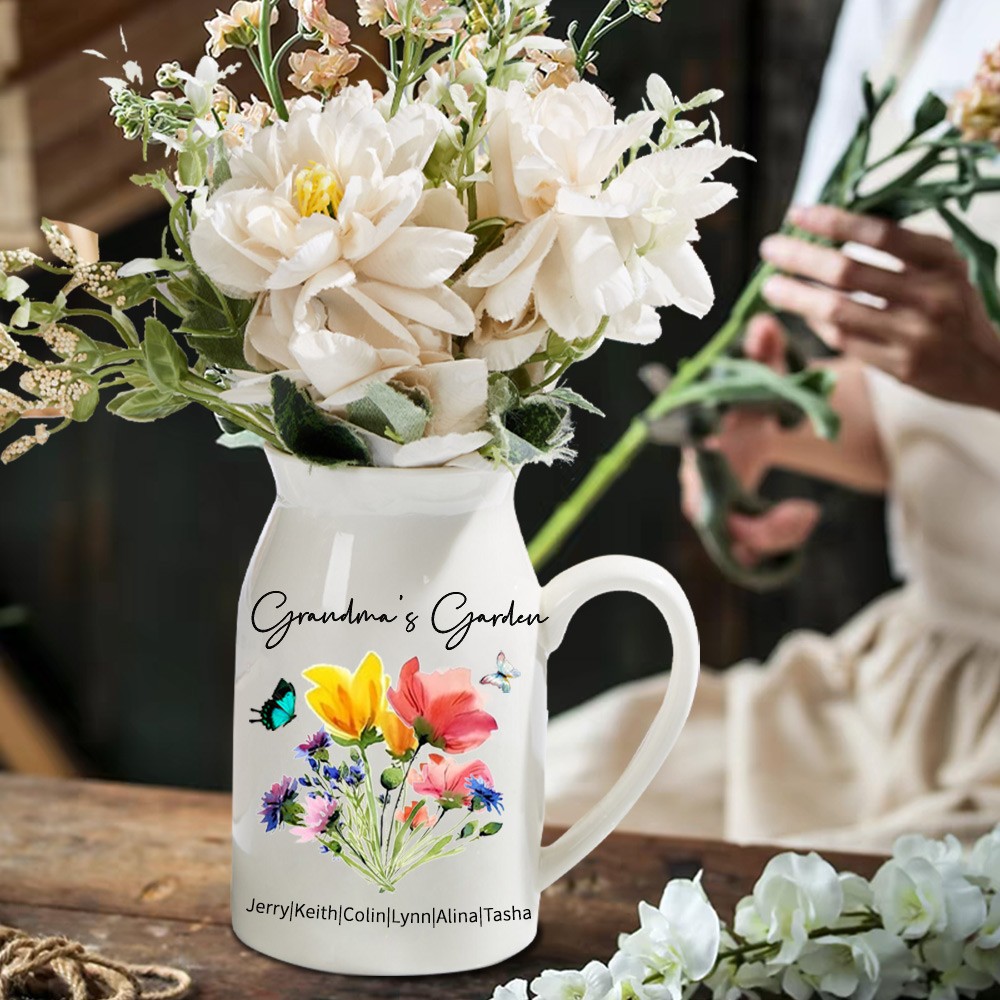 Personalized Grandma's Garden Flower Vase Mother's Day Gift