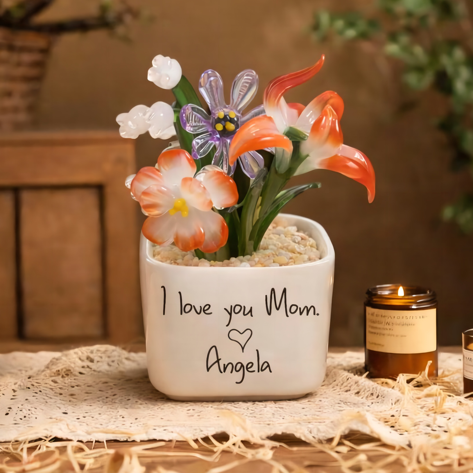Custom Glass Birth Month Flower Keepsake Gifts For Mother's Day Gift Ideas