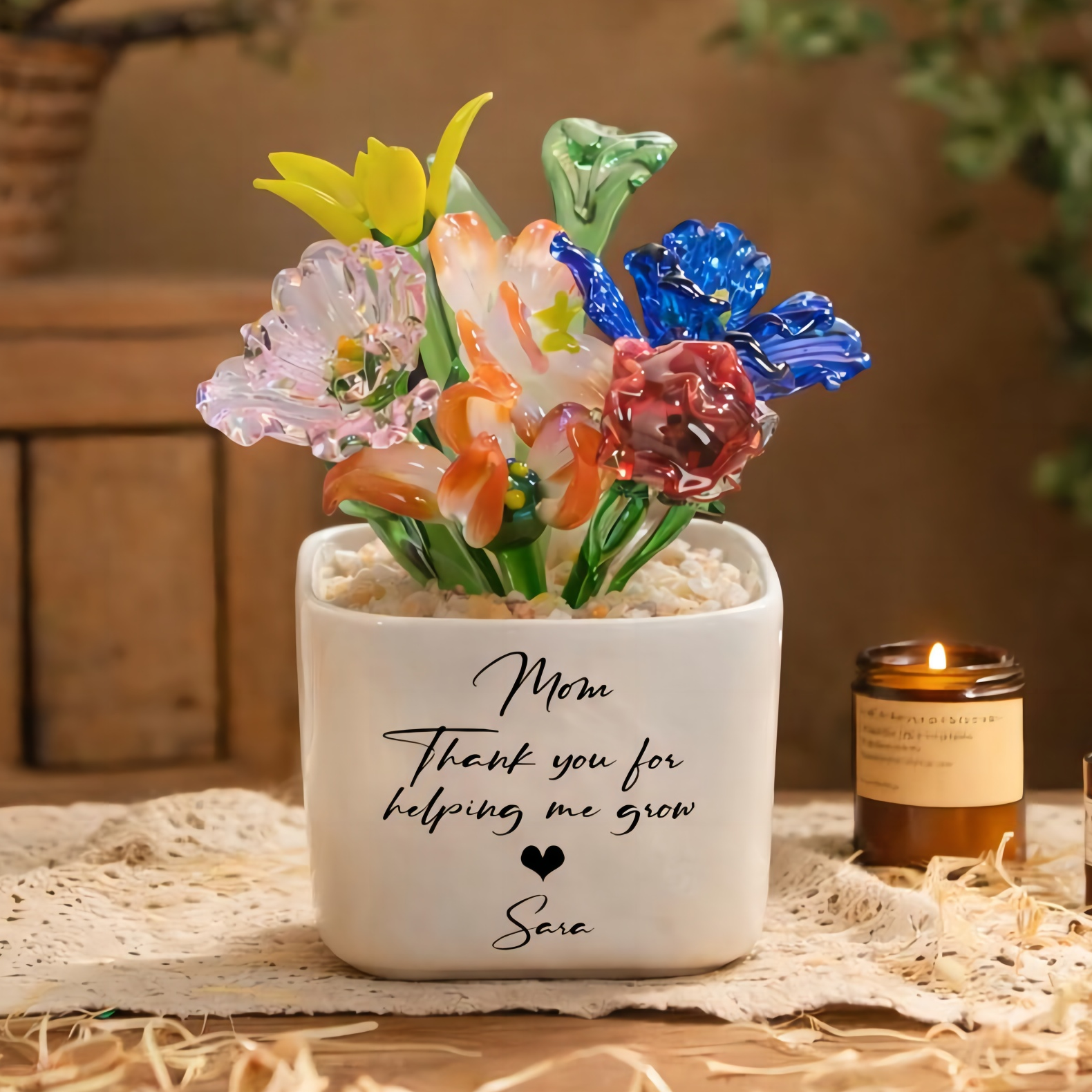 Custom Glass Birth Month Flower Keepsake Gifts For Mother's Day Gift Ideas