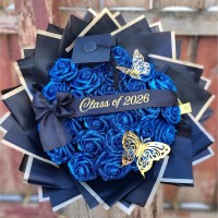 Custom Glitter Roses Graduation Bouquet: Personalized Class of 2026 Gift