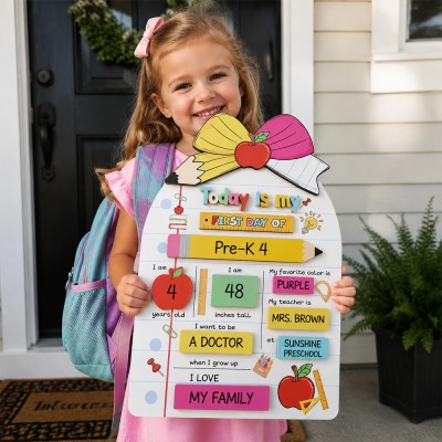 Personalized First/Last Day of School Interchangeable Back to School Sign Prop For Kids Gift Ideas