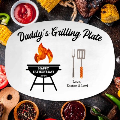 Personalized Daddy's Grilling Plate Father's Day Gift