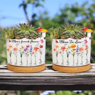 Custom Birth Month Flower Plant Pot Grandma's Garden Plant Pot Mother's Day Gift