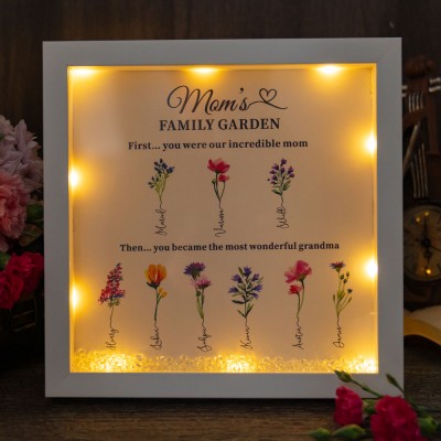 Custom Family Garden Birth Flower Frame With Grandchildren Name For Mother's Day Gift