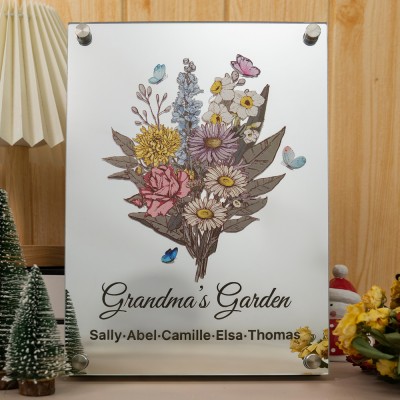 Personalized Mom's Birth Flower Mirror Night Light.