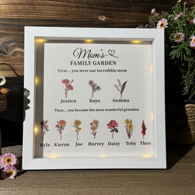 Custom Family Garden Birth Flower Frame With Grandchildren Name For Mother's Day Gift