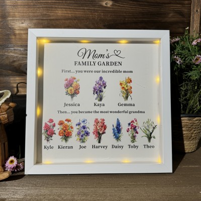 Custom Family Garden Birth Flower Frame With Grandchildren Name For Mother's Day Gift