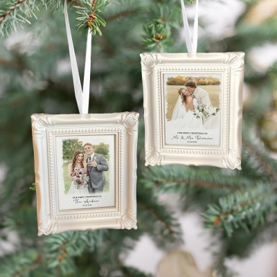 Custom Watercolor Portrait Frame Ornament Unique Family Photo Christmas Gifts