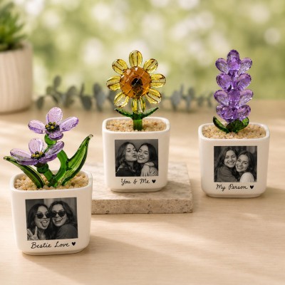 Personalized Photo Glass Flower Pot