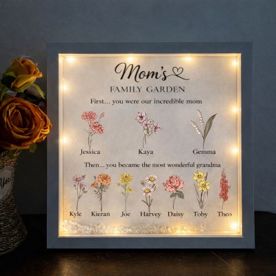 Custom Family Garden Birth Flower Frame With Grandchildren Name For Mother's Day Gift