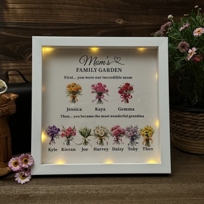 Custom Family Garden Birth Flower Frame With Grandchildren Name For Mother's Day Gift