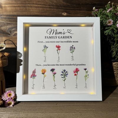Custom Family Garden Birth Flower Frame With Grandchildren Name For Mother's Day Gift