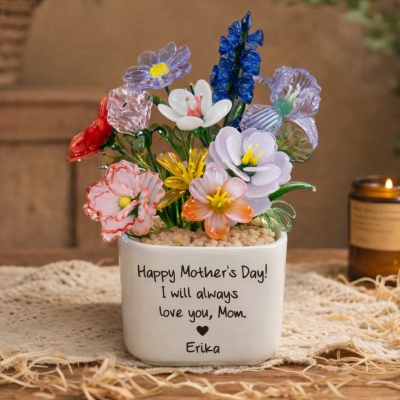 Custom Glass Birth Month Flower Keepsake Gifts For Mother's Day Gift Ideas